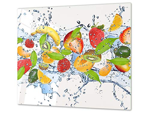 Küchenbrett aus Hartglas und Induktionskochplattenabdeckung – Schneideplatten SINGLE mit 60 x 52 cm und DOUBLE - zwei Bretter mit 30 x 52 cm D07 Fruits and vegetables: Fruits 37 von Concept Crystal