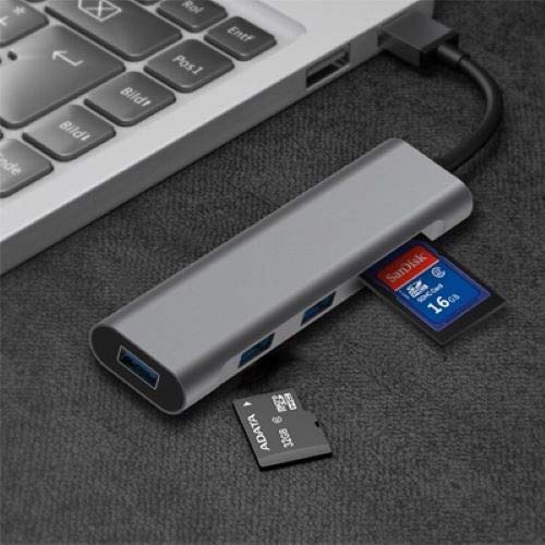 Hub USB 3 - 5 in 1 (3 USB-Ports + Multi-Kartenleser SD/TF) aus Aluminium von Connectland