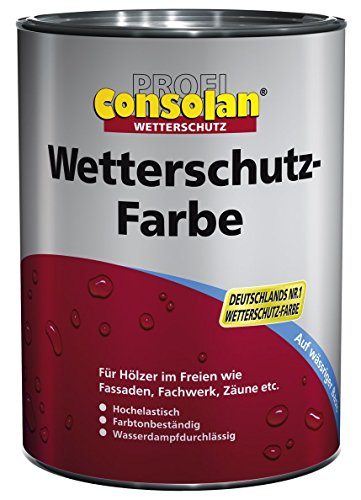 Consolan Profi Wetterschutzfarbe Holzschutz außen 2,5 Liter, Weiss, 2.5 l (1er Pack) von Consolan
