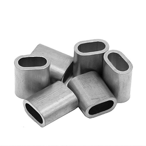 Constrabo | 5x Aluminium Pressklemme 14 mm | Ovale Alu Pressklemmen nach DIN EN 13411-3 (DIN 3093) | Presshülsen, Alu Klemme Stahlseil, Draht Seilverbinder, Drahtseilklemme, Quetschhülsen Drahtseil von Constrabo