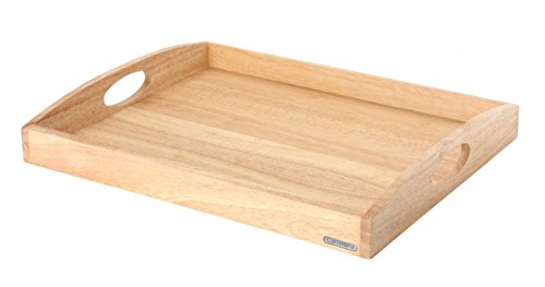 Continenta Tablett aus Gummibaumholz, Frühstückstablett, Holz-Serviertablett, Servierbrett, rechteckig, Größe: 50 x 39 x 5 cm von CONTINENTA