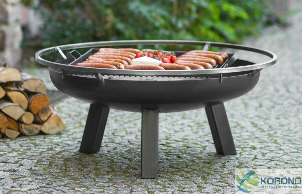 Feuerschale und Grillrost aus Stahl - Feuerkorb Grillfeuer Feuerstelle - Ø 60 cm von CookKing