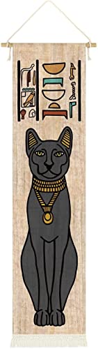 CoolChange Hochwertiges Alt Ägyptisches Rollbild aus Stoff | Kakemono 130x33cm | Inkl. Haken | Motiv: Bastet von CoolChange