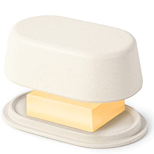 Bigger Size Moderne extragroße Butterdose in Weiß-Creme mit Deckel – Spülmaschinenfest – perfekte Größe für große europäische Butterstücke von Cooler Kitchen