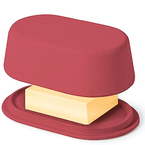 Extragroße moderne rote Butterdose mit Deckel - spülmaschinenfest - perfekte Größe für große europäische Butter von Cooler Kitchen