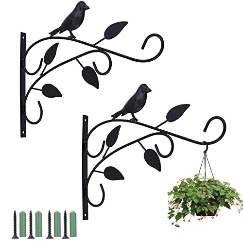 Coolty 2 Stück Haken für Blumenampel Halterung Hängende Korbhalterungen mit Schrauben zum Aufhängen von Topfpflanzen, Nachtlichtern, Blumenkörben, Laternen 30cm (Schwarz) von Coolty