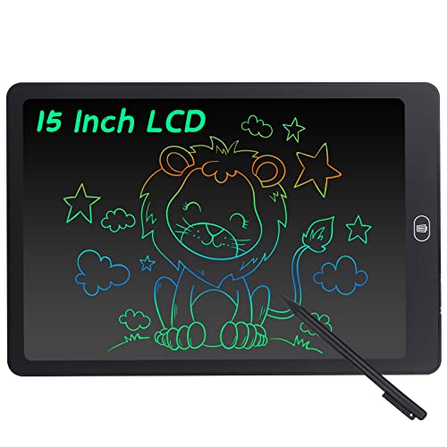 Coolzon LCD Schreibtafel, 15 Zoll Bunte Bildschirm Schreibtablett für Kinder Erwachsene, Löschbare LCD-Zeichenbrett Elektronische Schreibtafel Tragbar LCD Drawing Writing Tablet, Schwarz von Coolzon