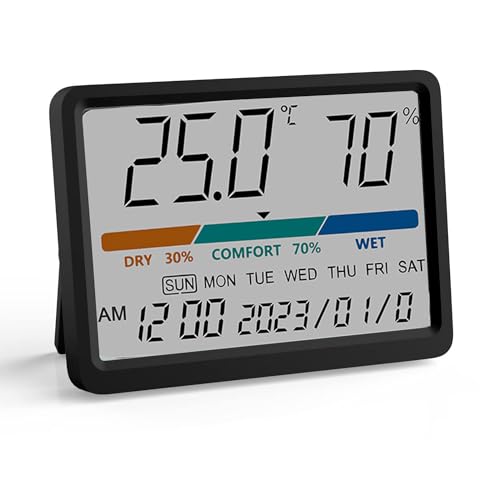 Coraltree Digital Thermometer Hygrometer-Innen Thermo Hygro Mini Raumthermometer Temperatursensor Feuchtigkeitsmesser mit Komfortanzeige ℃/℉ Umschaltbar,Datum 12/24Hr Uhr Kalibrierung (1) von Coraltree