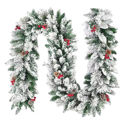 Corlidea Weihnachtsgirlande, 2,7 m, künstlicher Tannenbaum, Weihnachtskranz mit Tannenzapfen und roter Beere, Weihnachtsdekoration, für Wand, Kamin, Treppe, Weihnachtsbaum von Corlidea