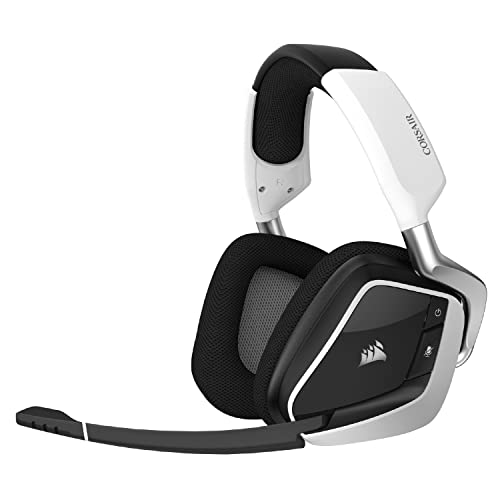 Corsair VOID ELITE Wireless-Gaming-Headset (virtueller 7.1-Surround-Sound, 2,4-GHz-WLAN mit geringer Latenz, 12 Meter Reichweite, anpassbare RGB-Beleuchtung mit PC, PS4-Kompatibilität) — Weiß von Corsair