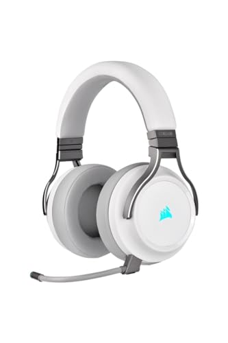 CORSAIR VIRTUOSO RGB WIRELESS High-Fidelity Gaming Headset - 7.1 Surround Sound - Abnehmbares Omnidirektionales Mikrofon - iCUE-Kompatibel - PC, Mac, PS5, PS4, Nintendo Switch, Mobile - Weiß von Corsair