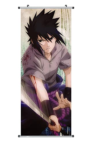 CosplayStudio Großes Naruto Rollbild/Kakemono aus Stoff | Poster 100x40cm | Motiv: Sasuke Uchiha von CosplayStudio