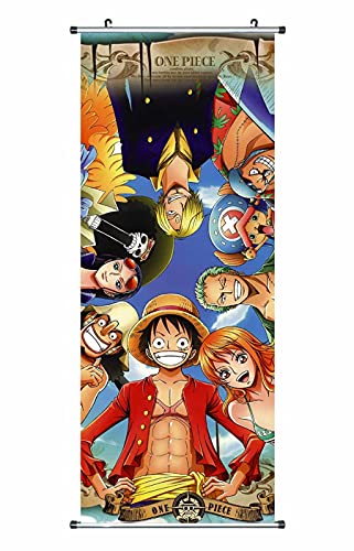 CosplayStudio Großes One Piece Rollbild/Kakemono aus Stoff | Poster 100x40cm | Motiv: Die Strohhut-Bande von CosplayStudio