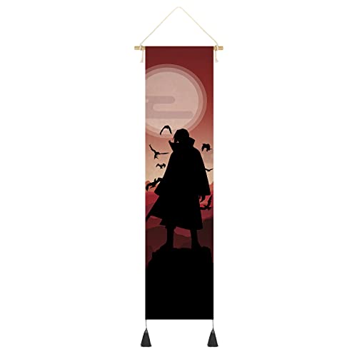 CosplayStudio Hochwertiges Naruto Rollbild aus Stoff mit Schattenriss | Kakemono 142x33cm | Inkl. Haken | Motiv: Itachi Uchiha von CosplayStudio