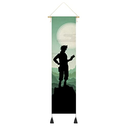 CosplayStudio Hochwertiges Naruto Rollbild aus Stoff mit Schattenriss | Kakemono 142x33cm | Inkl. Haken | Motiv: Kakashi Hatake von CosplayStudio
