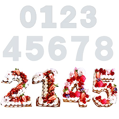 Cosswe Kuchen Zahlenform 9 Stück Kuchenform 0-9 Zahlen Set, Zahlen Kuchenform Torte Zahlen Vorlage Zahlenform Kunststoffschablonen Motivbackformen (10 IN) von Cosswe