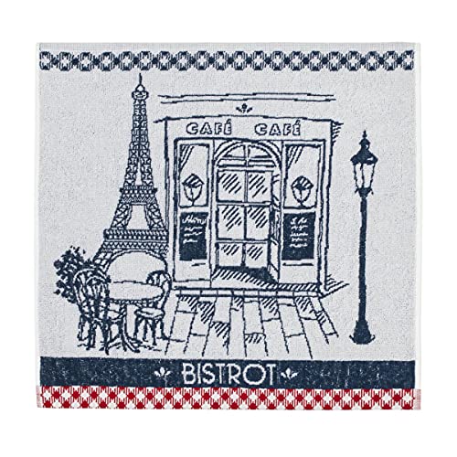 Coucke Jacquard-Schwamm aus Baumwolle, quadratisch, authentisches Bistro, Weiß, 50 x 50 cm von Coucke