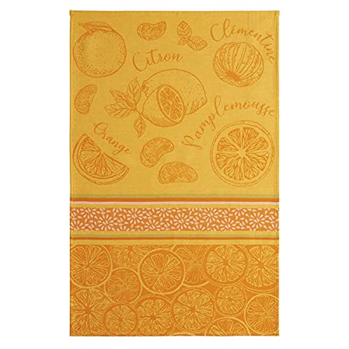 Coucke, Bedruckt, Baumwolle, Zitrusfrüchte Geschirrtuch, gelb, 50 x 75 cm von Coucke