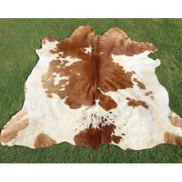 Extra Großer Rindsleder Teppich 9x6Ft - Braun Und Weiß, Uk Tierfell Kuhfell Teppiche Naturfelle von CowhideGoods