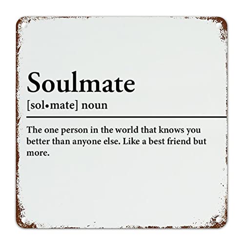 Aluminium-Metallschild Soulmate Noun Definition Retro Straße Hängeschild Soulmate Definition Metall Wandschild Wort Bedeutung Typografie Schild für Veranda Garten Outdoor 30,5 x 30,5 cm von CowkissSign