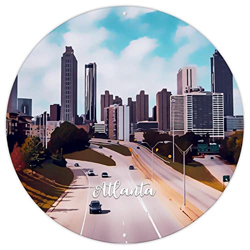 Country Souvenir Geschenk Rundes Metallschild USA City Atlanta Metallschild Schild Hauptstadt Stadt Georgia Home Dekorative Schilder für Wohnzimmer Küche Veranda 22,9 x 22,9 cm von CowkissSign