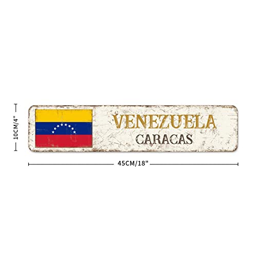 Venezuela Land Souvenir Metall Blechschild Stadt Souvenir Caracas Metall Kunst Schild Nationalflagge Venezuela Rustikale Shabby Chic Schilder Qualität Aluminium Schild für Veranda Waschküche 45,7 x von CowkissSign