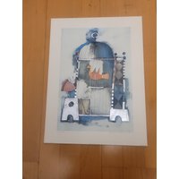 Rosina Wachtmeister "Cage With Bird' Lithographie 313/900 Silberfolie Veredelt Bild 33x43, 5cm von CozycatVintageShop
