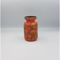 West German Orange Vintage Vase Von Bay Keramik 72 14 von CozycatVintageShop