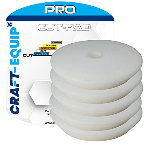 5er Sparpack Craft-Equip PRO Polierschwamm Polierpad mit Klettverschluss Made IN EU (5er Sparpack 80mm DA Polierschwamm Cut Weiss) von Craft-Equip