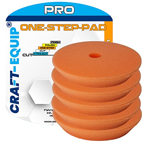 5er Sparpack Craft-Equip PRO Polierschwamm Polierpad mit Klettverschluss Made IN EU (5er Sparpack 80mm DA Polierschwamm ONE-Step ORANGE) von Craft-Equip