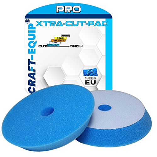 Craft-Equip PRO Polierschwamm Polierpad mit Klettverschluss Made IN EU (150mm DA Polierschwamm Xtra-Cut BLAU) von Craft-Equip