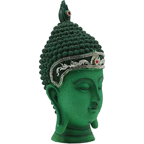 Craft&Style Buddha Kopf aus hochwertigem und massivem Kunstharz grün 21cm von Craft&Style