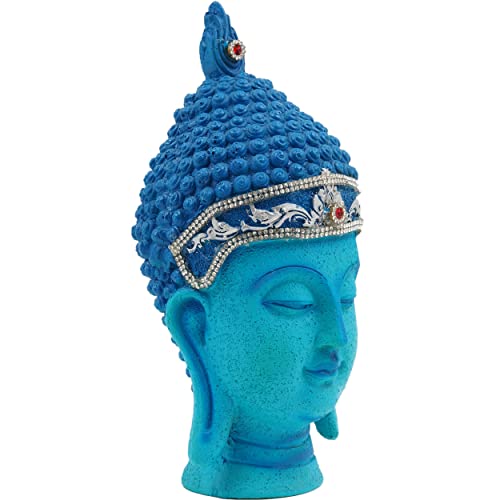 Craft&Style Buddha Kopf aus hochwertigem und massivem Kunstharz türkis 21cm von Craft&Style