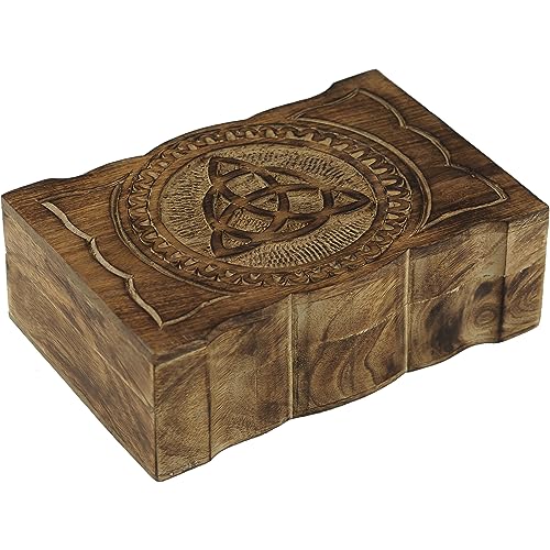 Craft&Style Deko Schatulle Kästchen Box Schachtel Kiste Dose aus Holz mit Deckel | keltischer Knoten natur | L x B x H: 15 x 23 x 8 cm von Craft&Style