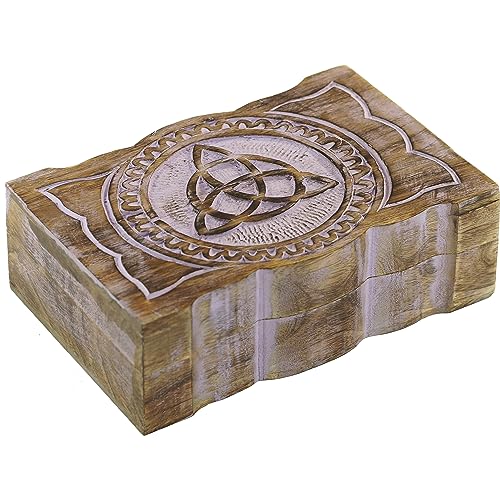 Craft&Style Deko Schatulle Kästchen Box Schachtel Kiste Dose aus Holz mit Deckel | keltischer Knoten violett | L x B x H: 15 x 23 x 8 cm von Craft&Style