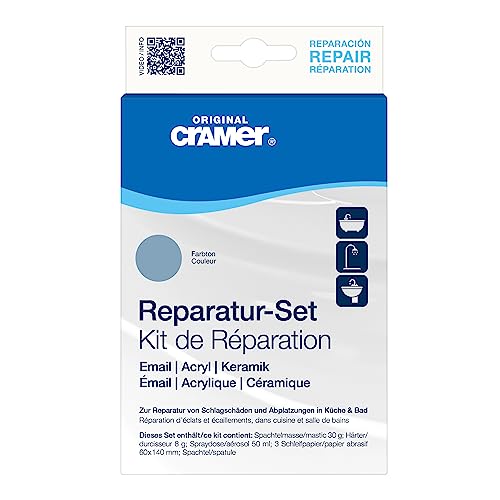 CRAMER Reparatur-Set bermuda blau 650 Emaille, Keramik, Acryl - Abplatzer an Badewannen, Duschwannen und Waschbecken zuverlässig reparieren von Cramer