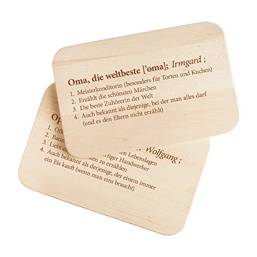 Casa Vivente 2er Set Frühstücksbrettchen mit Gravur – Definition Oma & Opa – Personalisiert mit Namen – Brotbretter aus hellem Holz – Geschenkidee für Großeltern – ca. 23 x 15 x 1 cm von Casa Vivente