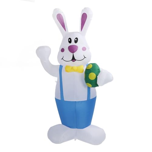 Creahappy Aufblasbarer Osterhase, Aufblasbare Hofdekoration, 1,9 M, Hase mit Ei, Dekoration, LED-Lichter für Drinnen und Draußen, Urlaub, Party, Hof, Garten (EU-Stecker 220 V) von Creahappy