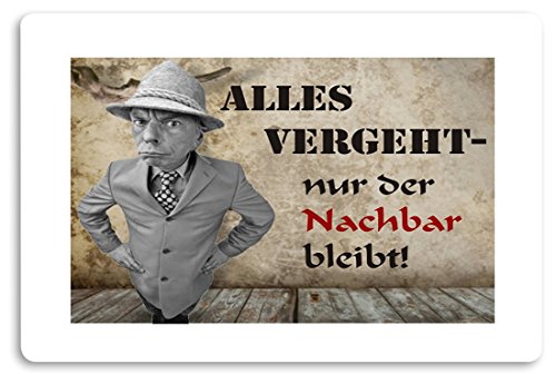 Crealuxe Fussmatte – “ Alles vergeht nur der Nachbar bleibt “ - 60x40 cm - Gummi Rückseite / rutschfest - Filzoberfläche - Bedruckte Türmatte - Innenmatte - Schmutzmatte von Crealuxe