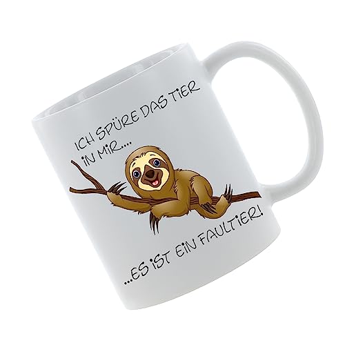 Kaffeebecher Ich spüre das Tier in mir - es ist ein Faultier Kaffeetasse mit Motiv, Tasse mit Druck, auch individuell mit Spruch, Foto, Wunschtext, Wunschname von Crealuxe