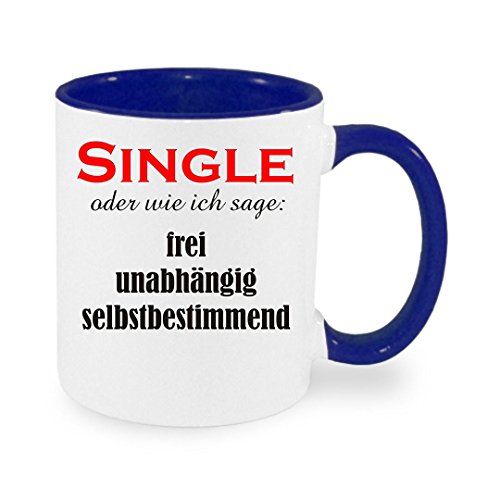 Single - Kaffeetasse mit Motiv, Tasse mit Druck, auch individuell mit Spruch, Foto, Wunschtext, Wunschname (Blau) von Crealuxe