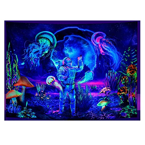 Create beauty0 Schwarzlicht-Astronauten-Wandteppich, UV-reaktive Pflanze, Qualle, Wandteppich, Neon-Galaxie, Weltraum-Wandteppich, Wandbehang, (Astronaut, 200 x 150 cm) von Create beauty0