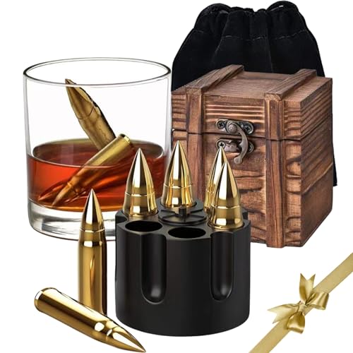 Papa Männer Geschenke Whisky Steine, Edelstahl Whisky Steine Bullets, Whisky Steine, Whiskey Steine, Whiskey Stones, Edelstahl Eiswürfel Wiederverwendbar, Whiskey Zubehör Geschenk Für Männer von Create beauty0