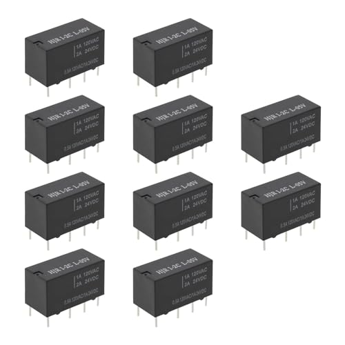 Create idea 10 Stück HJR1-2C-L-05V Relais 8-poliges Signalrelais 20,1 X 14,6 X 9,7mm für Anwendungen Einschließlich Heimautomatisierung Industrielle Steuerung 125-Ohm-Widerstand Schwarz von Create idea