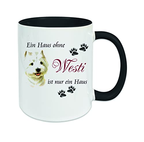 Ein Haus ohne Westi ist nur ein Haus Kaffeetasse mit Motiv, Tasse mit Druck, auch individuell mit Spruch, Foto, Wunschtext, Wunschname (Schwarz) von Creativ Deluxe