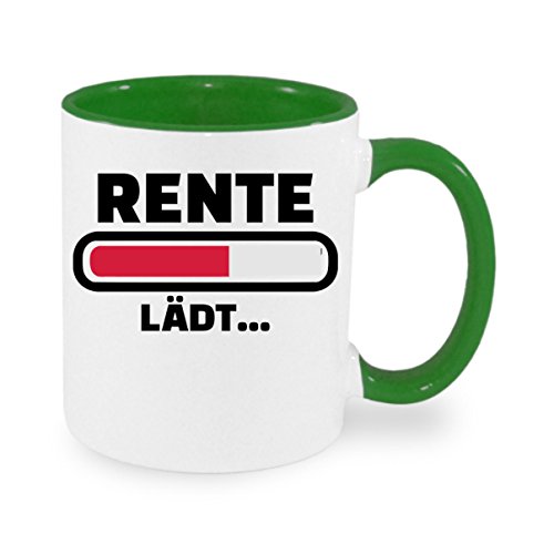 " Rente lädt " Kaffeetasse mit Motiv, Tasse mit Druck, auch individuell mit Spruch, Foto, Wunschtext, Wunschname (Grün) von Creativ Deluxe
