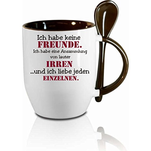 Tasse m. Löffel " Ich habe keine Freunde. Ich habe eine Ansammlung... " Löffeltasse, Kaffeetasse mit Motiv,Bürotasse, bedruckte Tasse mit Sprüchen oder Bildern - von Creativ Deluxe