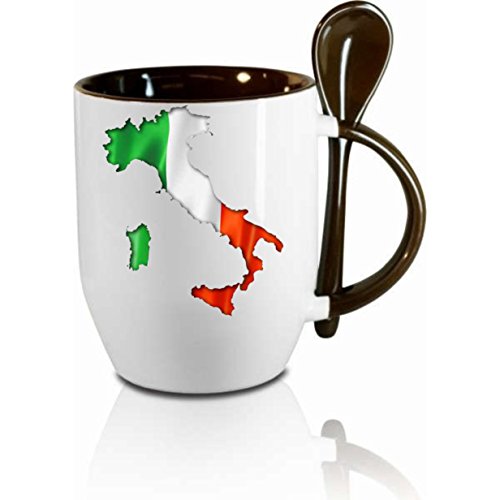 Tasse m. Löffel " Italien " Löffeltasse, Kaffeetasse mit Motiv,Bürotasse, bedruckte Tasse mit Sprüchen oder Bildern - auch individuelle Gestaltung nach Kundenwunsch von Creativ Deluxe