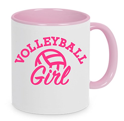 Volleyball-Girl - Kaffeetasse mit Motiv, Tasse mit Druck, auch individuell mit Spruch, Foto, Wunschtext, Wunschname (Rosa) von Creativ Deluxe