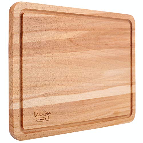 Creative Home Schneidebrett Holz | 30,5 x 22,5 x 1,5 cm | Holzschneidebrett mit Saftrille | Umkehrbar Schneidbrett | Holzbrett Küche Ideal für Brot, Fleisch, Gemüse, Käse & Schinken von Creative Home